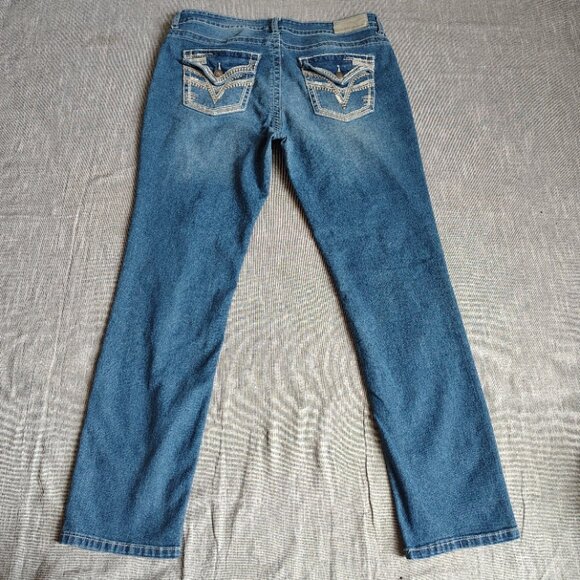 Vigoss VGS Jeans Womens Size 12 (33x29) Loose Straight Embellished Flap Western - Picture 1 of 13